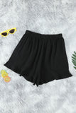 Black Black/Khaki/Green Linen Cotton Pocketed Flutter Shorts LC77241-2