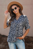 Black Brown/Black/Apricot/Red Chloe Animal Print V-neck Rolled Sleeve Tunic Top LC2514137-2
