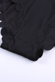 Black White/Black/Blue/Yellow Scalloped Low Neck Ribbed Bikini Set LC43344-2