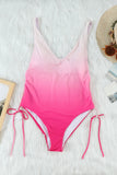 Pink Sky Blue/Purple/Pink Ombre Drawstring Ruched Sides Backless Monokini LC44261-10