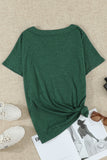 Green Black/Green/Gray/Orange Oversized Mineral Wash Cotton Blend V Neck Short Sleeves Top LC2522497-9