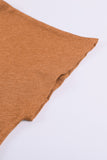 Orange Black/Green/Gray/Orange Oversized Mineral Wash Cotton Blend V Neck Short Sleeves Top LC2522497-14