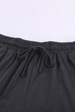 Gray Black/Green/Gray/Beige Raglan Top and Shorts Knit Lounge Set LC4511177-11
