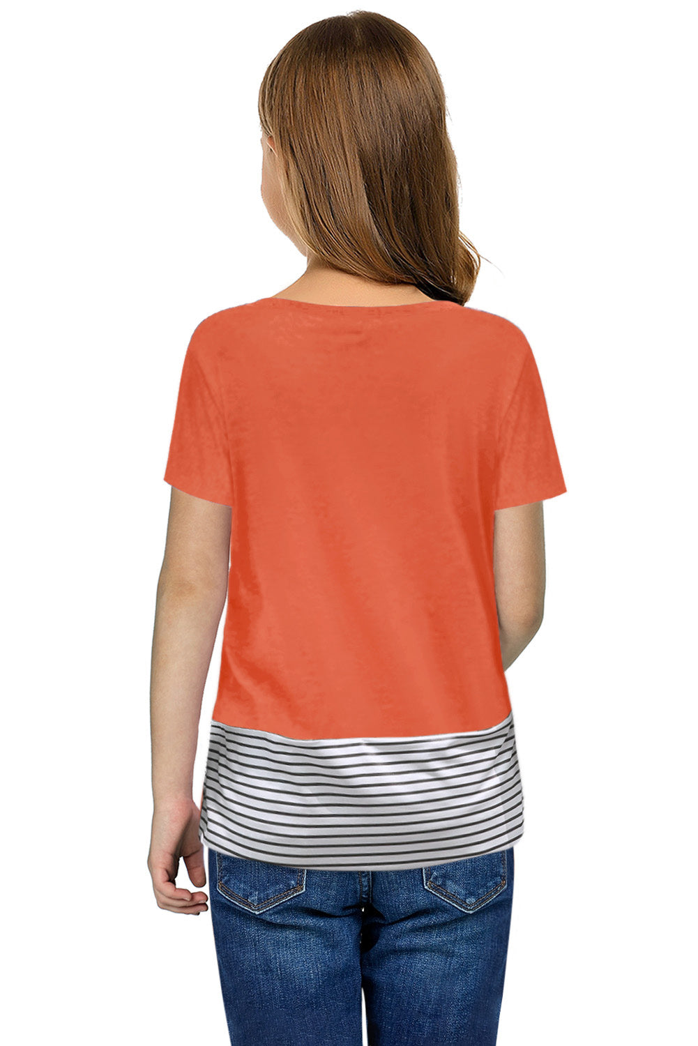 Pink Green Camo/Gray/Orange/Leopard Print Splicing Stripes Girls’ T-shirt TZ25176-10