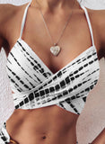 White Women's Bikinis Mid Waist Multicolor Sleeveless Adjustable Spaghetti Padded Beach Bikini LC431010-1