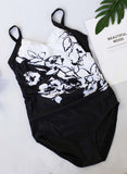 Black Women's One-Piece Swimsuits Floral Sleeveless Padded Spaghetti Casual One-Piece Swimsuit LC44810-2