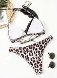 Leopard Women's Bikinis Ruffle Leopard Mid Waist Sleeveless Adjustable V Neck Sexy Vacation Beach Bikini LC431051-20