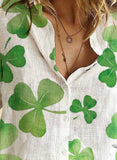 Green Women's Shirts Festival Turn Down Collar Long Sleeve Daily Casual Shirts LC255972-9