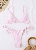 Pink Women's Bikinis Floral Sleeveless Adjustable Spaghetti Padded Knot Vacation Sexy Beach Bikini LC431094-10