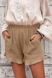 Khaki Black/Khaki/Green Linen Cotton Pocketed Flutter Shorts LC77241-1016