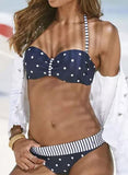 Bikini da donna Color Block Striped Pois Spaghetti Bikini imbottito con ferretto non regolabile