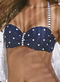Blue Women's Bikinis Color Block Striped Polka Dot Spaghetti Unadjustable Under-wire Padded Bikini LC431396-5