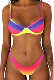 Multicolor Gradient Color Block Spaghetti Strap Bikini Swimwear LC43477-22