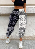 White Women's Joggers Tribal Color Block Pocket Ankle-length Joggers LC771880-1