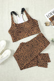 Leopard Gray/Brown Cheetah Print Sport Bra Pants Set Tie-dye Print Sport Bra Pants Set LC26081-20