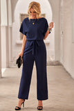 Blue Black/Blue Oh So Glam Belted Wide Leg Jumpsuit LC64520-5