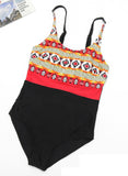 Red Women's Swimsuits Tribal Plus Size One-piece Swimsuits LC44140-3