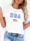 White Women's T-shirts Letter Flag T-shirts LC2526154-1