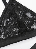 Black Women's Sets Lace Babydoll 2 Piece Criss Cross Bra&Panty Lingerie Set LC35601-2