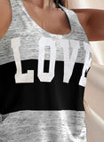 Gray Women's Loungewear Sets Letter Color Block Loungewear Sets LC4511622-11