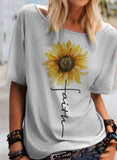 T-shirt da donna T-shirt sfumata con stampa girasole