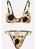 Yellow Women's Bikinis Sunflower Print Bikini LC431920-7