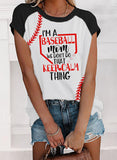 Women's T-shirts Geometric Letter Baseball Print T-shirts