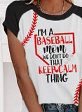 White Women's T-shirts Geometric Letter Baseball Print T-shirts LC2526707-1