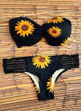 Black Women's Bikinis Strapless Sunflower Print Bikini LC432104-2