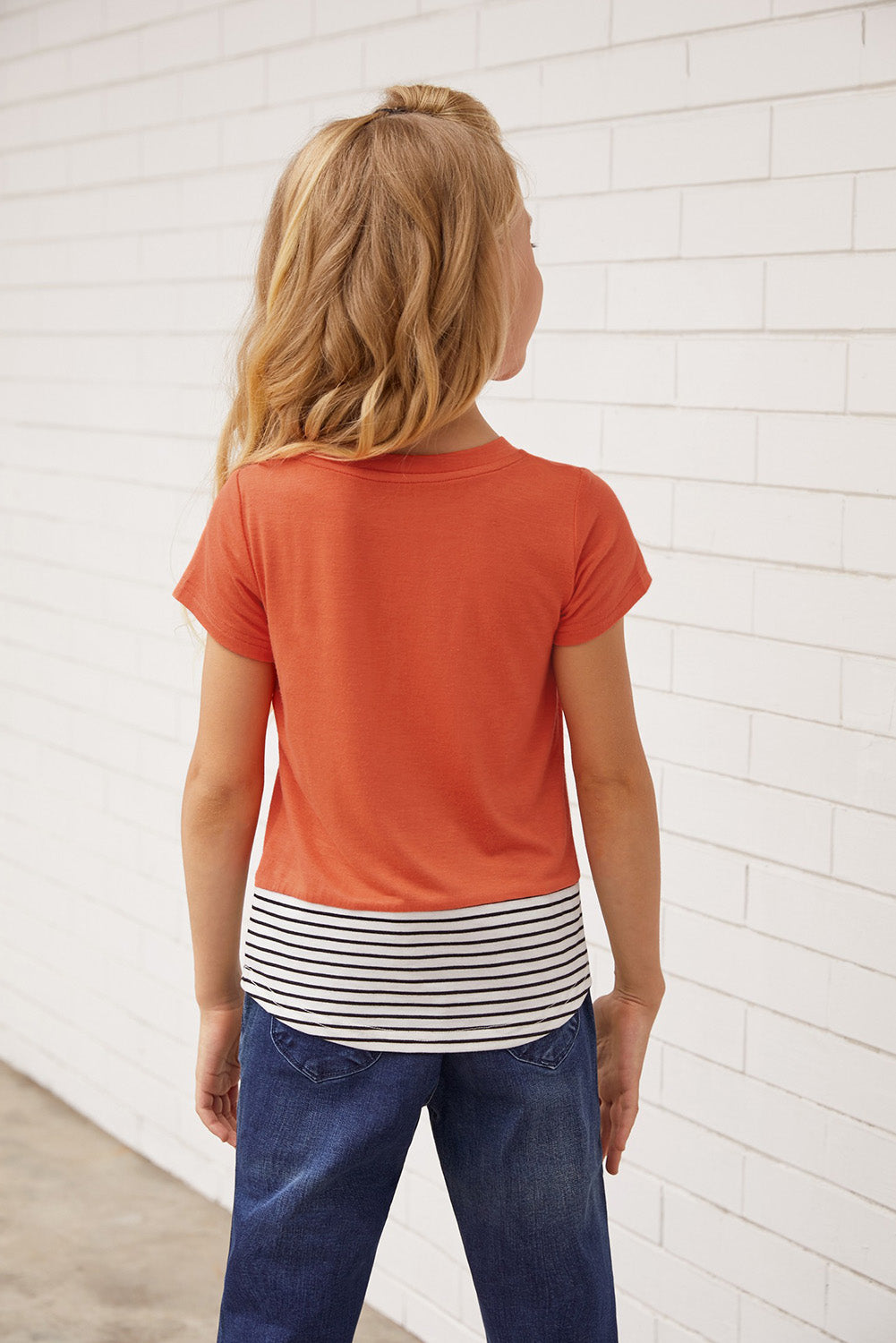 Pink Green Camo/Gray/Orange/Leopard Print Splicing Stripes Girls’ T-shirt TZ25176-10