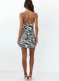 White Women's Dresses Zebra Print Spaghetti Mini Dress LC615167-1
