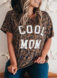 Cool Mom Leopard T Shirt Round Neck Short Sleeves