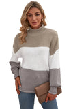 White Women's Fashion Cable Knit Turtleneck Sweater Casual Thick Tops Long Sleeve Pullover LC270118-1
