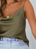 Green Women's Cami Tops Solid Cami Tops LC2562412-9