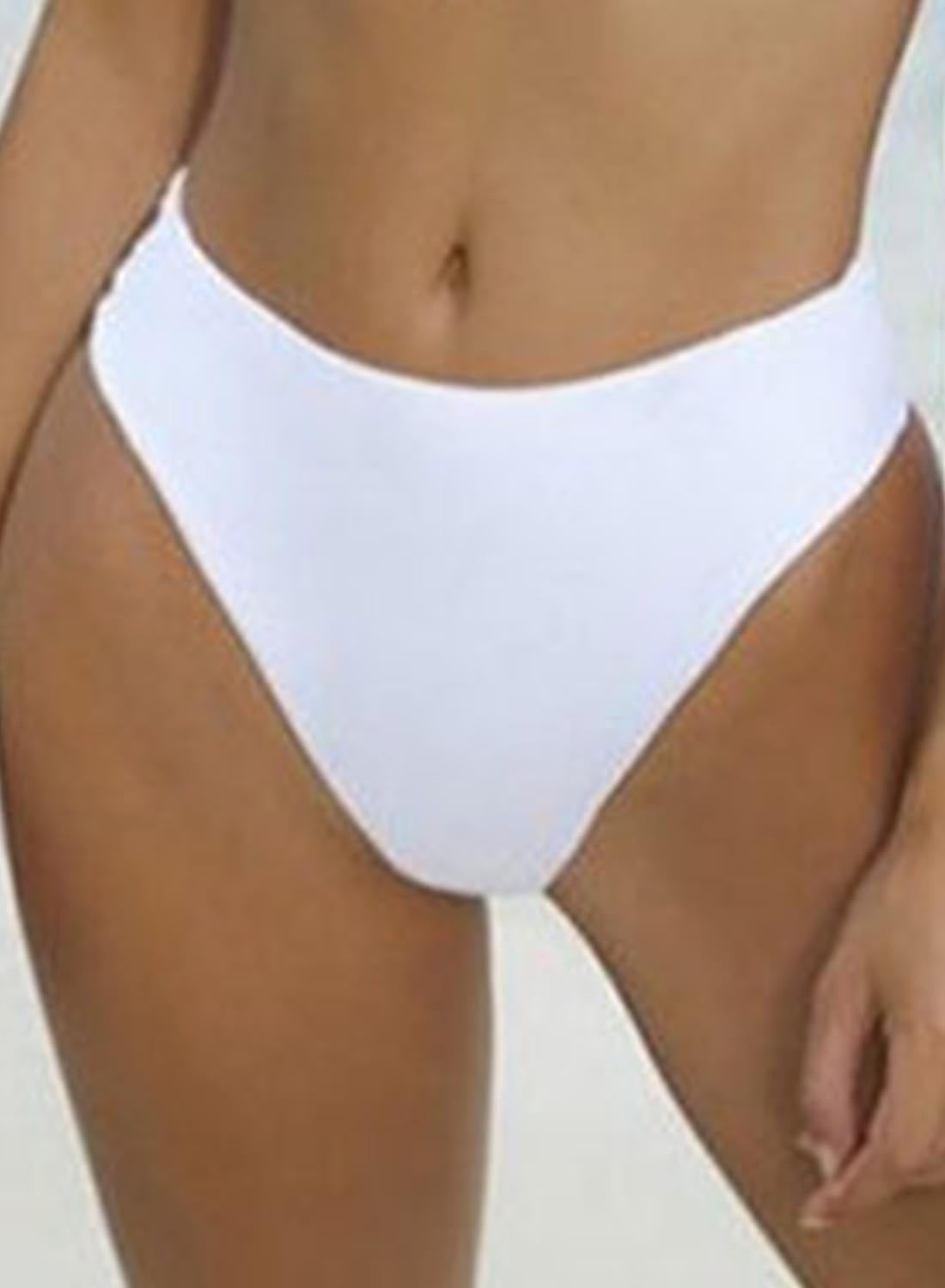 White Women's Bikinis Solid Strappy Knot Front Bikinis LC432297-1