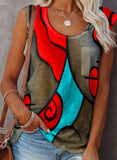 Gray Women's Tank Tops Color Block Abstract Tank Tops LC2562491-11