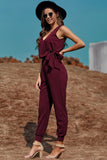 Red Green/Blue/Black Deep V-neck Sleeveless Solid Jumpsuit LC641376-3