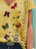 Yellow Women's T-shirts Butterfly Print T-shirt LC2527756-7