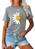 T-shirt da donna T-shirt con stampa di margherite e farfalle
