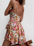Multicolor Women's Dresses Cami Floral Multi-layer Ruffle Mini Dress LC227156-22