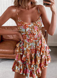 Women's Dresses Cami Floral Multi-layer Ruffle Mini Dress