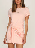 Pink Women's Dresses Belted Tied Mini Dress LC227180-10