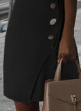 Black Women's Dresses Button Formal Mini Dress LC227242-2