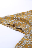 Yellow Women's Casual V-Neck 3/4 Bell Sleeves Leopard Print Button Down Blouse Shirt For Summer LC253233-7
