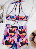 Multicolor Women's Swimsuits Color Block High Cut Cut-out One-piece Swimsuit LC442287-22