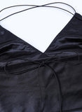 Black Women's Dresses Cami Satin Split Hem Maxi Dress LC615685-2