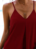 Red Women's Dresses Solid Lace Trim Cami Mini Dress LC227650-3