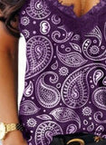 Purple Women's Cami Tops Tribal Lace Trim Top LC2562979-8