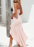 Pink Women's Dresses Ruffle Split Cami Maxi Dress LC615749-10