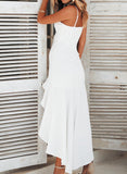 White Women's Dresses Ruffle Split Cami Maxi Dress LC615749-1